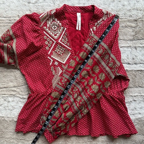 Anthropologie Keira Embroidered Peplum Blouse Size 2 - Picture 9 of 13